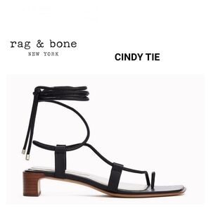 Rag & Bone Cindy Tie Open Toe Wrap Sandals Black Leather EU 38 US  3036 4009